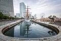 Cityscape of Yokohama with sailing ship