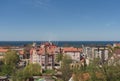 Cityscape of Zelenogradsk with ferris wheel and sea