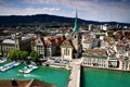 Cityscape Zurich old town with Fraumunster Church, Switzerland Royalty Free Stock Photo