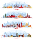 Cityscapes of Warsaw, Vienna, Prague and Dublin,