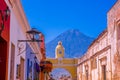 Ciudad de Guatemala, Guatemala, April, 25, 2018: Outdoor view of old street with clasical buildings in the city of Royalty Free Stock Photo