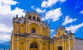 Ciudad de Guatemala, Guatemala, April, 25, 2018: View of Hermano Pedro church, typical street scene in Spanish colonial