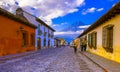 Ciudad de Guatemala, Guatemala, April, 25, 2018: Street view of Antigua Guatemala, the historic city Antigua is UNESCO