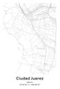 Ciudad Juarez, Mexico - vector map of city in Pastel, Gray, White, Green colors