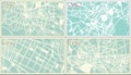 Ciudad Nezahualcoyotl, Puebla, San Luis Potosi and Ciudad Juarez Mexico City Maps Set in Retro Style