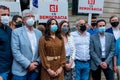 Ciudadanos party leader InÃÂ©s Arrimadas looking ahead and smiling in a close up as she demonstrates against pardons granted ÃÂ¬ to