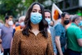 Ciudadanos party leader InÃÂ©s Arrimadas looking ahead and smiling in a close up as she demonstrates against pardons granted ÃÂ¬ to