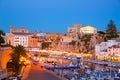 Ciutadella Menorca marina Port sunset town hall and cathedral Royalty Free Stock Photo