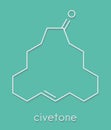 Civetone civet cat pheromone molecule. Used in perfume. Skeletal formula.