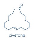 Civetone civet cat pheromone molecule. Used in perfume. Skeletal formula. Royalty Free Stock Photo