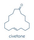 Civetone civet cat pheromone molecule. Used in perfume. Skeletal formula.