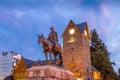 Civic Center Centro Civico and main square in downtown Bariloche at sunset - Bariloche, Patagonia, Argentina Royalty Free Stock Photo