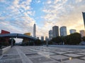 Civic Center and Ping An International Finance Centre at Futian Central Business District in Shenzhen. Royalty Free Stock Photo