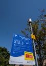 Civic centre car park and pay here sign Ellesmere Port Cheshire July 2020 Royalty Free Stock Photo