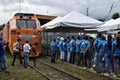 Civic groups help maintain order and security during the arrival of President Rodrigo R. Duterte to inaugurate the opening of the Royalty Free Stock Photo