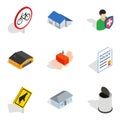 Civic icons set, isometric style Royalty Free Stock Photo