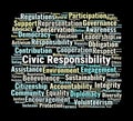 Civic Responsibility Word Cloud. Key Topics on Ethics, Rights, and Social Engagement Royalty Free Stock Photo