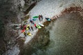 Cividale del friuli, Italy - December 26, 2018 : sportive men preparing for kayaking competition in wintertime