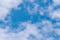 Civil aircraft escorted by two fighters on a blue sky with clouds. Selective focus, aviation concept. Royalty Free Stock Photo