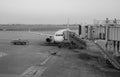 A civil airplane docking at the airport in Rach Gia, Vietnam