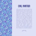 Civil aviation concept contains thin line icons Royalty Free Stock Photo
