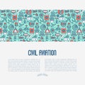 Civil aviation concept contains thin line icons Royalty Free Stock Photo