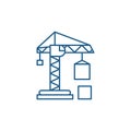 Civil construction crane line icon concept. Civil construction crane flat vector symbol, sign, outline illustration.