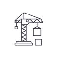 Civil construction crane line icon concept. Civil construction crane vector linear illustration, symbol, sign