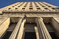 St Louis, Missouri, USA, January 2019 - Looking up at Civil Courts building with stone Greek flutted columns and ornate design