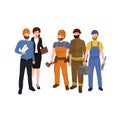 Civil engineer, architect and construction workers group of people