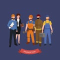 Civil engineer, architect and construction workers group. Workers people