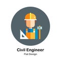 Civil Engineer Flat Icon Royalty Free Stock Photo