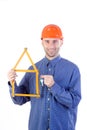 Civil engineer holding keys Royalty Free Stock Photo