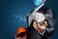 Civil engineer shows a brain consisting of clouds