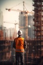 A civil engineer standing at the construction site.