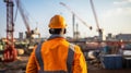 A civil engineer standing at the construction site.