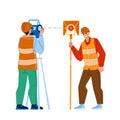 Civil Engineer With Surveying Equipment Vector