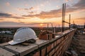 Civil engineering helmet at sunset Royalty Free Stock Photo