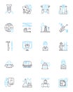 Civil engineering linear icons set. nfrastructure, Bridges, Buildings, Construction, Concrete, Steel, Mechanics line Royalty Free Stock Photo