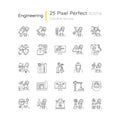 Civil engineering pixel perfect linear icons set