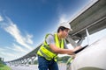 A Civil Engineers checking the expressway on road construction