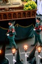 Civil guards dressed in uniform guarding a step in the Easter Week Procession of the Brotherhood of Jesus in his Third Fall on Hol