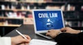 Civil law astute information showing on laptop computer screen Royalty Free Stock Photo