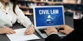 Civil law astute information showing on laptop computer screen Royalty Free Stock Photo