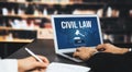 Civil law astute information showing on laptop computer screen Royalty Free Stock Photo