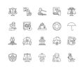 Civil law line icons, signs, vector set, outline illustration concept Royalty Free Stock Photo