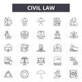 Civil law line icons, signs, vector set, outline illustration concept Royalty Free Stock Photo