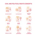 Civil and political rights concept icons set Royalty Free Stock Photo