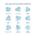 Civil and political rights concept icons set Royalty Free Stock Photo