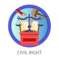 Civil right subject studies themed concept logo Royalty Free Stock Photo